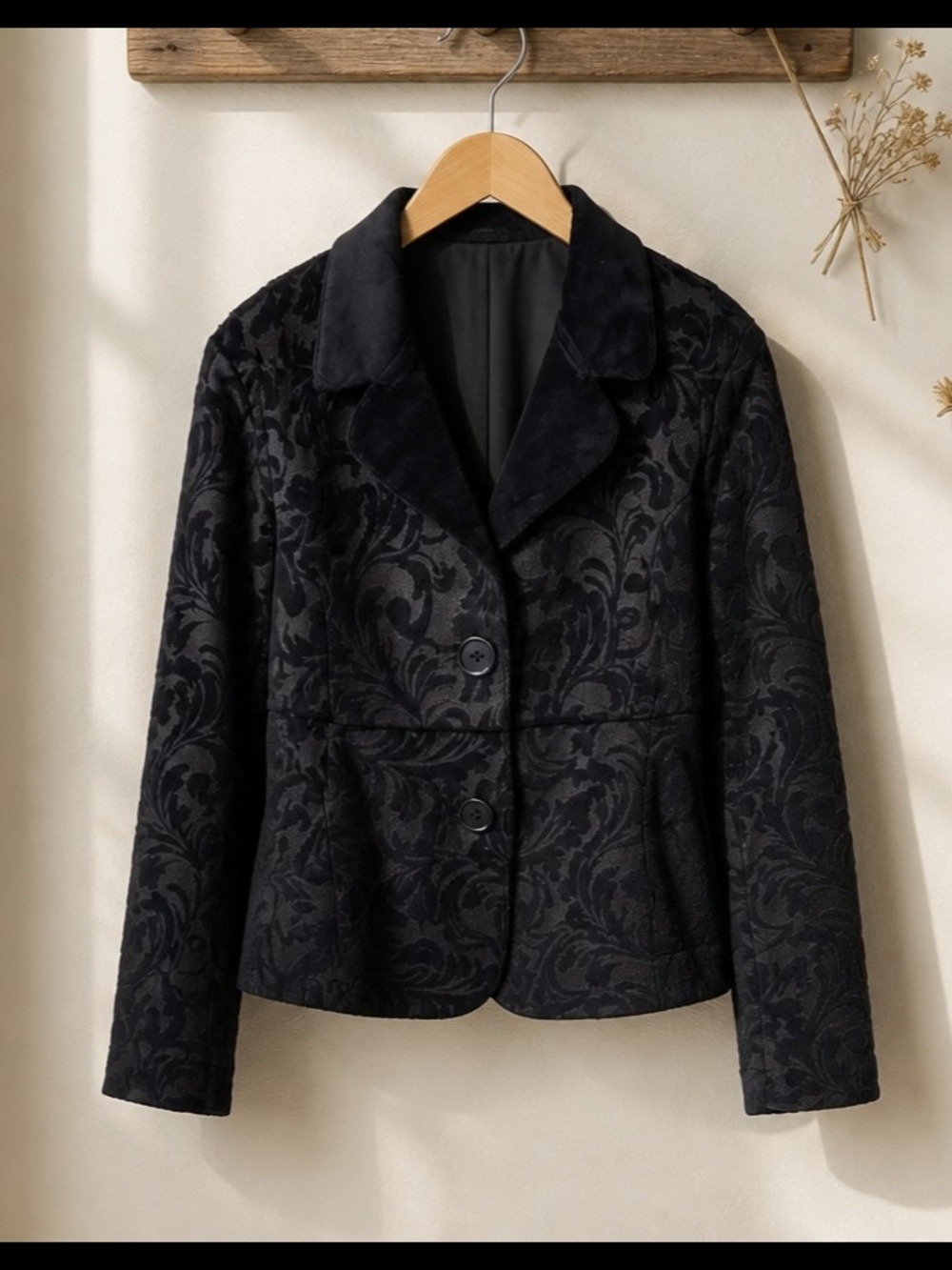 Essentials by Milano Black Jacquard Blazer